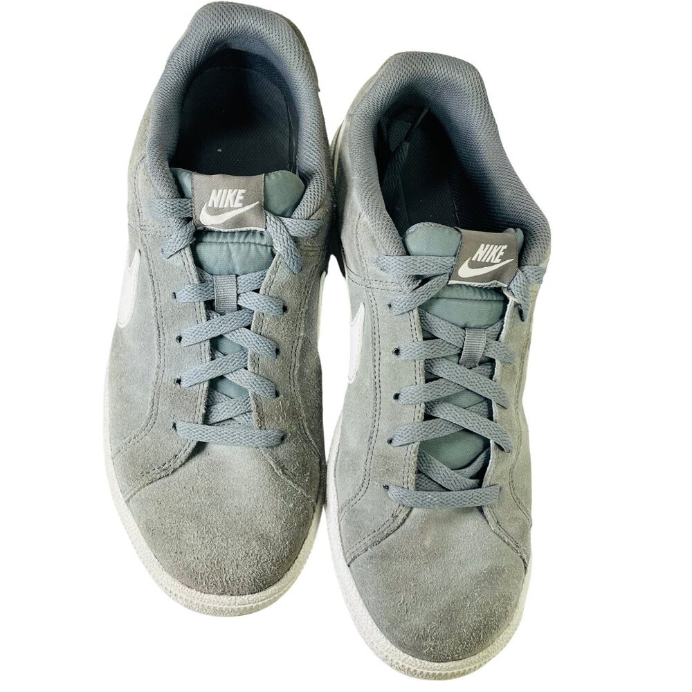 Nike Gray Suede Sneakers Court Royal White Swoosh Men's Size 10 Lace up Trainers - Picture 2 of 11